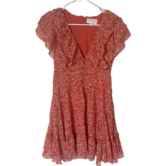 DEVINE HERITAGE NWT Short Sleeve Ruffle Dress in Strawberry Ditzy Floral - Picture 4 of 8